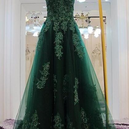 forest green evening gown