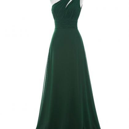 Forest Green Floor Length Chiffon A-line Evening..