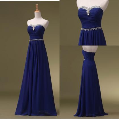 Prom Dress,royal Blue Prom Dresses,long Chiffon..
