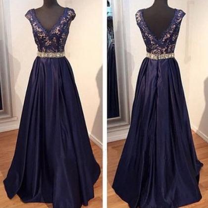 Long Prom Dress, Navy Prom Dress, Party Prom..