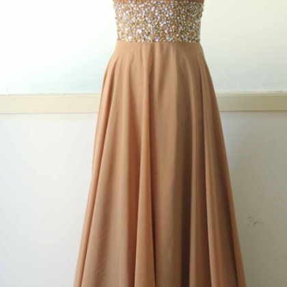 Sexy Seep V-neck Brown Chiffon Party Dress Sequins..