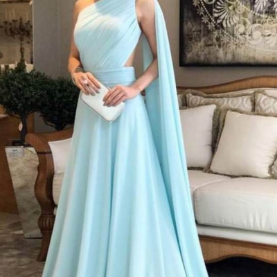 Beading Appliques A-line Lace Prom Dresses Blue