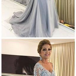  prom dresses,Elegant V Neck Mermaid Mother of the Bride Dress with Appliques Lace P1711