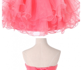 Short Chiffon Dress with Sweetheart Neck Shining Decor Watermelon Plus Size