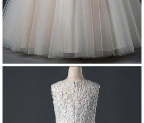A-Line Jewel Neckline Tulle Dress Candy Pink