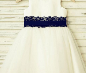 Scoop Neckline V-Back Floor-length Flower Girl Dress Burgundy main image 0