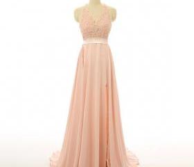 Elegant Blue A-Line Chiffon Modest Long Party Dress Formal Prom Dress, DP5054