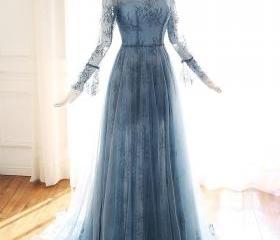 Tulle Lace Long Prom Dress, Evening Formal Dress