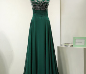 Beautiful White Chiffon Print A Line Evening Dress Long Prom Dress SP222 main image 0