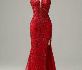 A line Straps Floral Lace Long Evening Dress Prom Dress