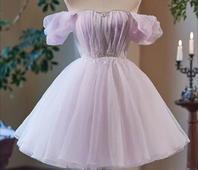 Cute v neck purple short prom dress sequin homecoming dress     fg2403 main image 1