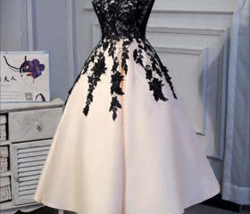 Pink A Line Strap Flower Appliques Prom Dress LBQ0894