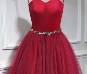 Princess Pink A Line Tulle Prom Dress with Appliques main image 1
