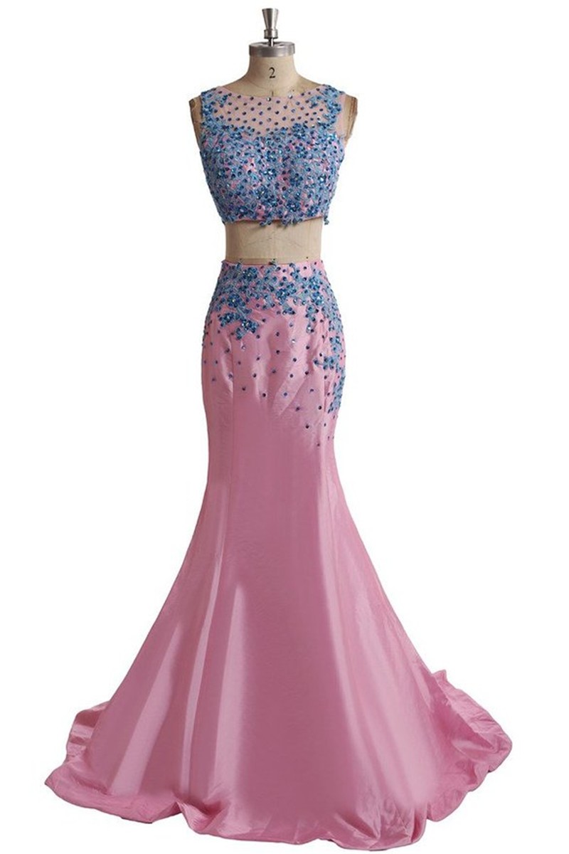 Two Pieces Prom Dresses Abiti Da Cerimonia Donna Elegant Long Mermaid Evening Dress