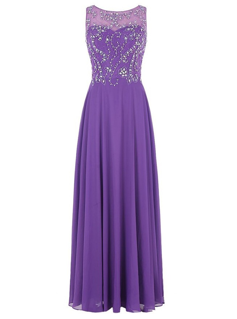 Vestidos Madre De La Novia Elegantes A Line Purple Chiffon Long Formal ...