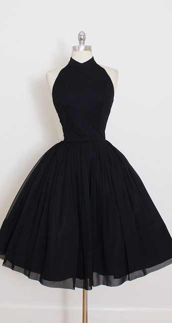 Custom Made Black Chiffon Prom Dress,halter Homecoming Dress,short Mini Party Dress,high Quality