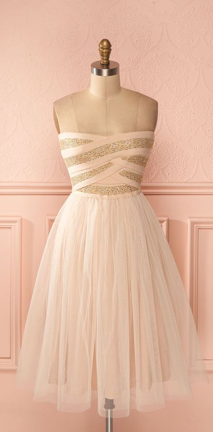 Custom Made Pink Chiffon Prom Dress,sexy Strapless Evening Dress,mini Beading Evening Dress,sleeveless Party Dress