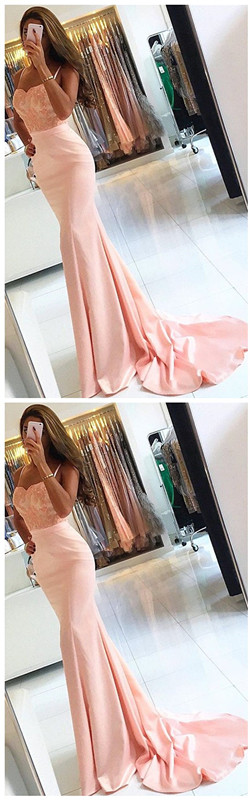 Newest Sleeveless Lace Evening Dress Appliques Mermaid Spaghetti-strap Prom Dress