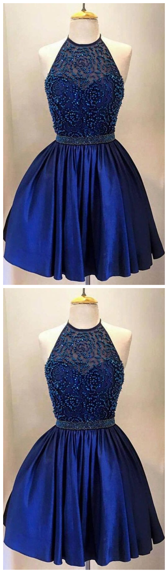 Royal Blue Homecoming Dresses,halter Homecoming Dresses,beading Homecoming Dress,beading Homecoming Dress