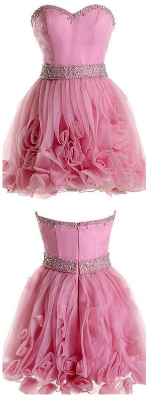 Blush Pink Beading Short Cute Homecoming Dress on Luulla