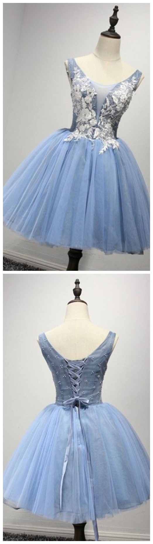Sexy Homecoming Dresses,blue Homecoming Dresses,deep V-neck Homecoming Dresses,beaded