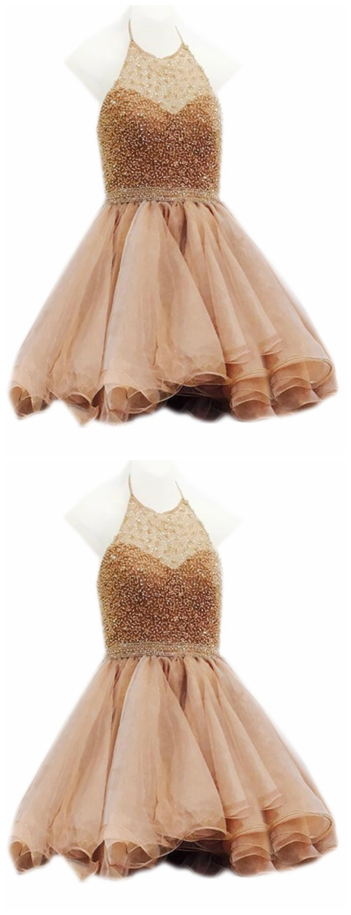 Bling Champagne Sheath Homecoming Dress