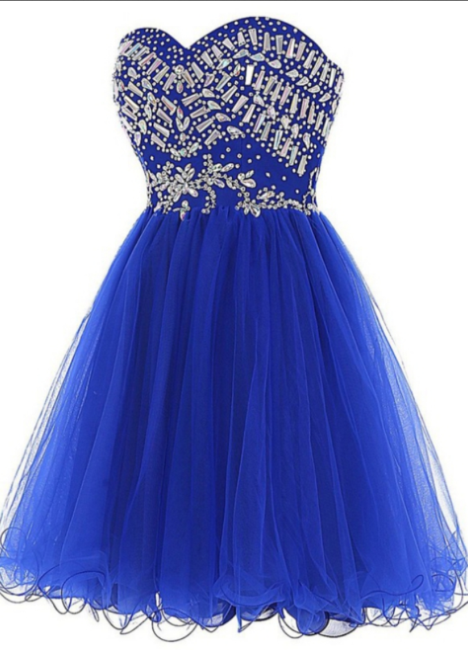Zipper Rhinestone Tulle Short/mini Sweetheart A-line Sleeveless Homecoming Dress Outlet Dresses