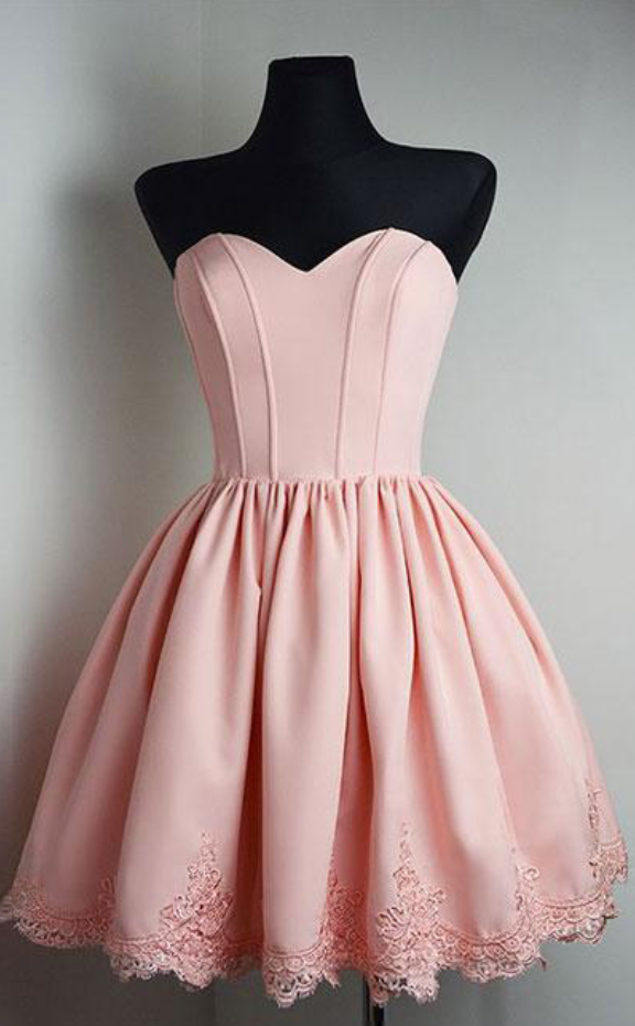 Ball Gown Lace Up Simple Homecoming Dress,pink Homecoming Dresses