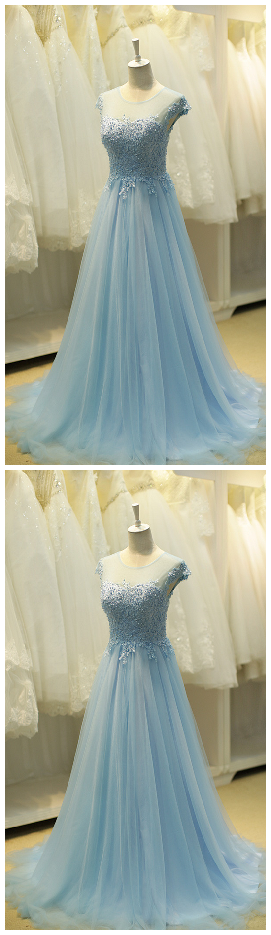 Elegant Prom Dresses, A Line Blue Evening Dress, Beaded Prom Dress, Wedding Guest Dress, Bridesmaid Dress