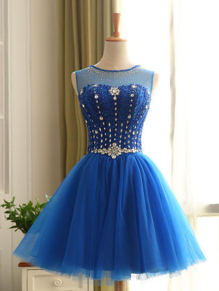 Homecoming Dresses,round Neck Homecoming Dresses,tulle Homecoming Dresses,beading Homecoming Dresses,tulle Homecoming Dresses,elegant Homecoming