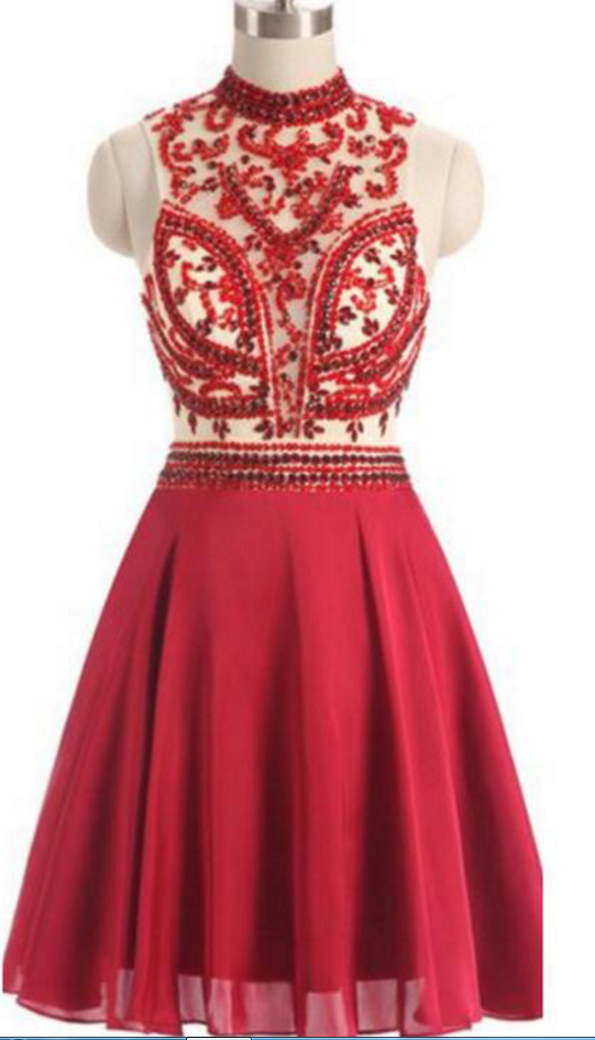 Homecoming Dresses,red Homecoming Dresses,chiffon Homecoming Dresses,beading Homecoming Dresses,cute Dresses,open Back Cocktail Dresses,pretty