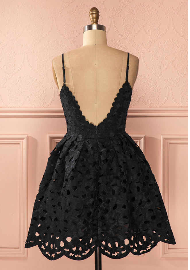 White Straps Lace A-Line Homecoming Dress Birthday Outfit, DP3288