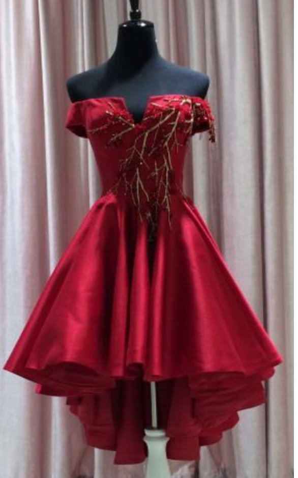 One Shoulder Homecoming Dresses,red Short Irregular Train Mini Dresses Honor Special Event Prom Gown Formal Evening Dress