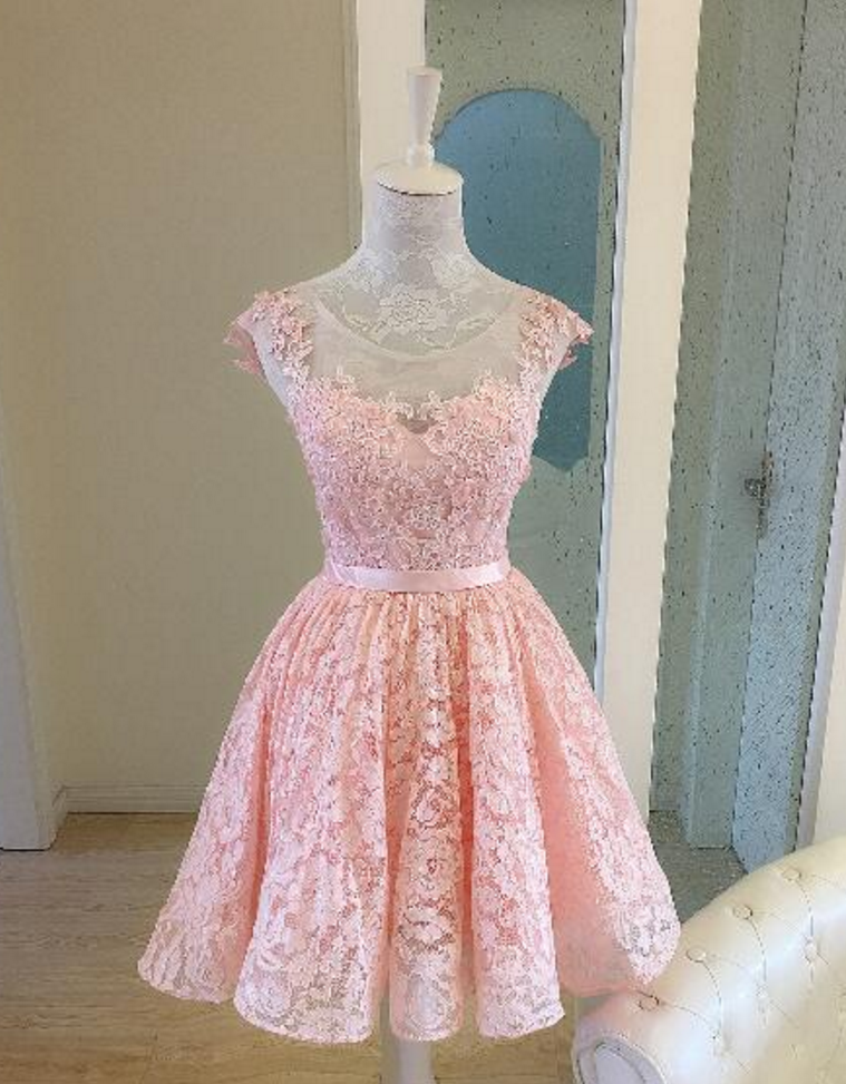 Cute Pink Homecoming Dresses Lace-up Short Homecoming Dresses