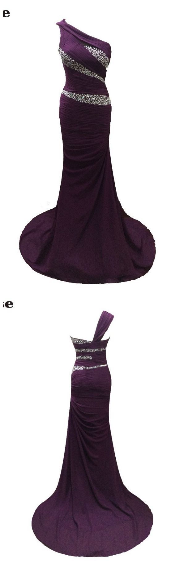Mermaid Purple Chiffon Pleats Beaded Evening Dresses, Vestido De Festa One Strap Prom Party Gown