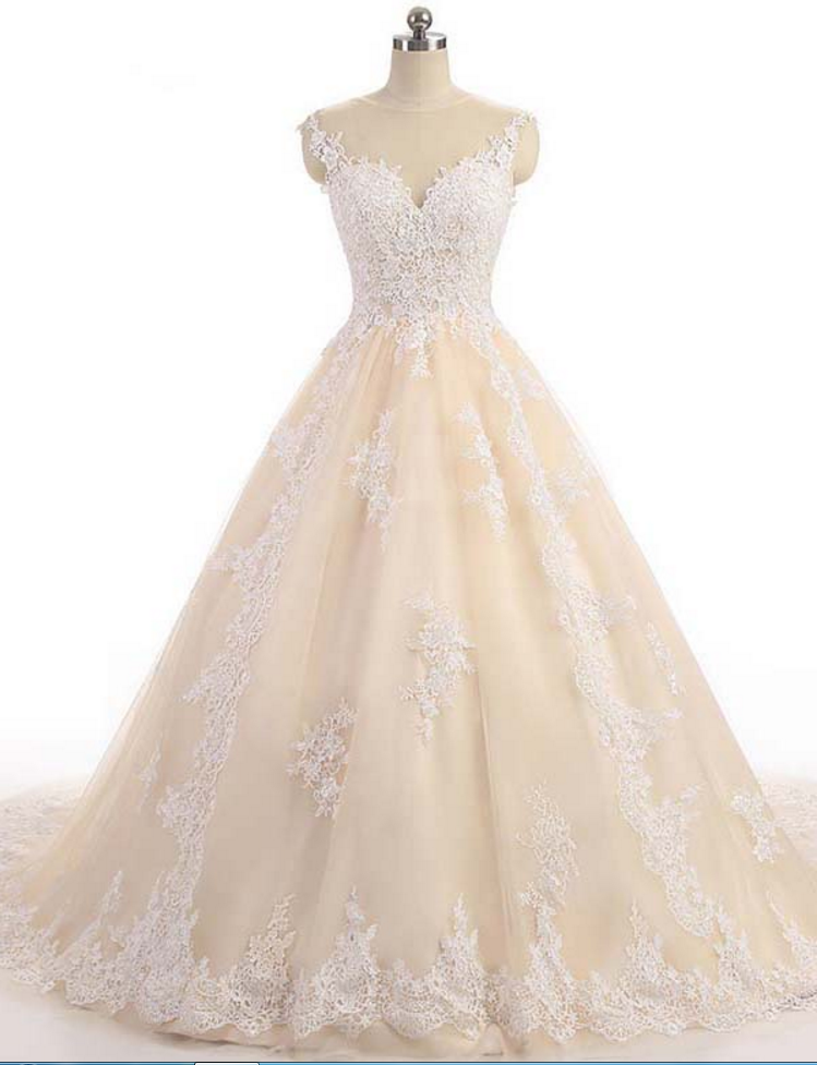 Long Wedding Dress, Lace Wedding Dress, Tulle Wedding Dress, Sleeveless Bridal Dress,custom Made Wedding Dress,