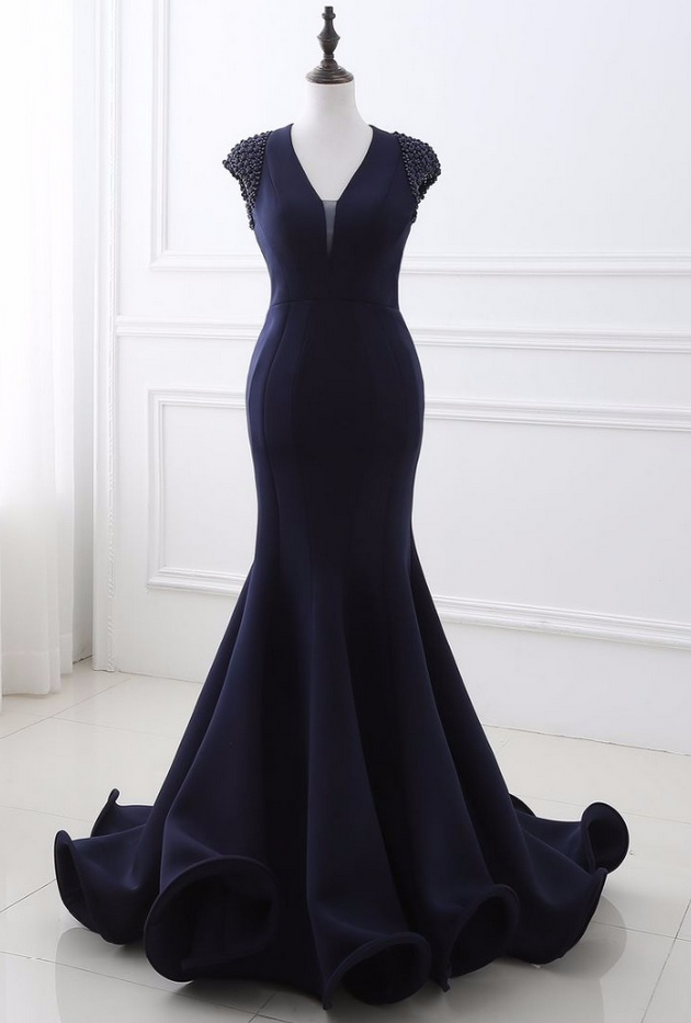 Mermaid Evening Dresses ,beading Bare Back Style Prom Gown