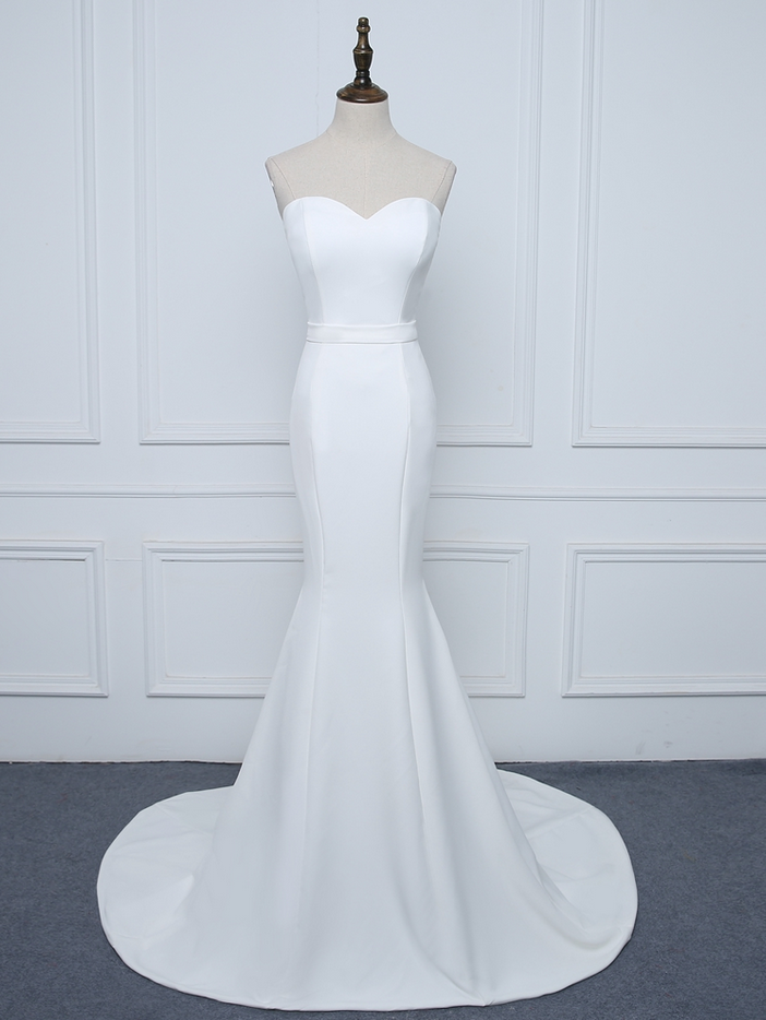 Strapless Sweetheart Satin Mermaid Wedding Dress On Luulla 