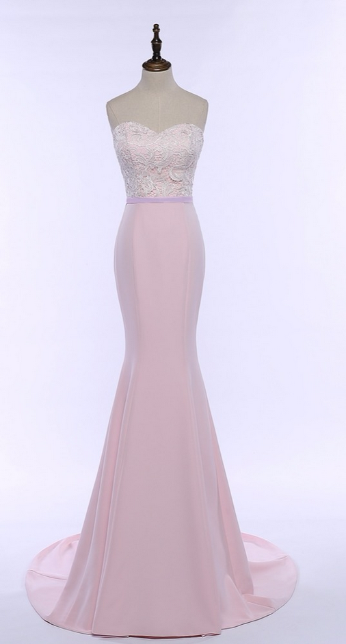 Pink Luxurious Lace Mermaid Long Pageant Prom Gowns Formal Evening Gown On Luulla