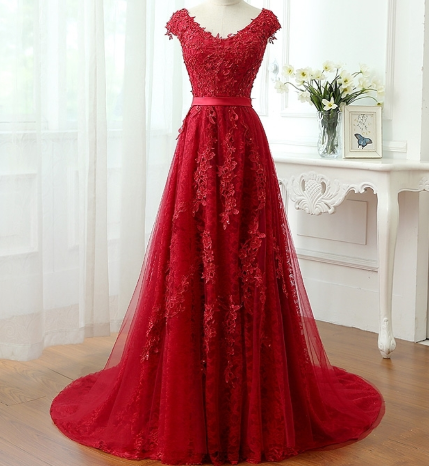 Lace Evening Dresses , A Line Prom Formal Evening Gown Dress