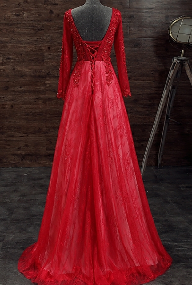 A Line Red Evening Dresses Formal Party Dress Prom Gown main image 1