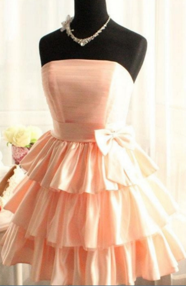Real Made Short Satin Pink Homecoming Dresses Bridesmaid Dresses