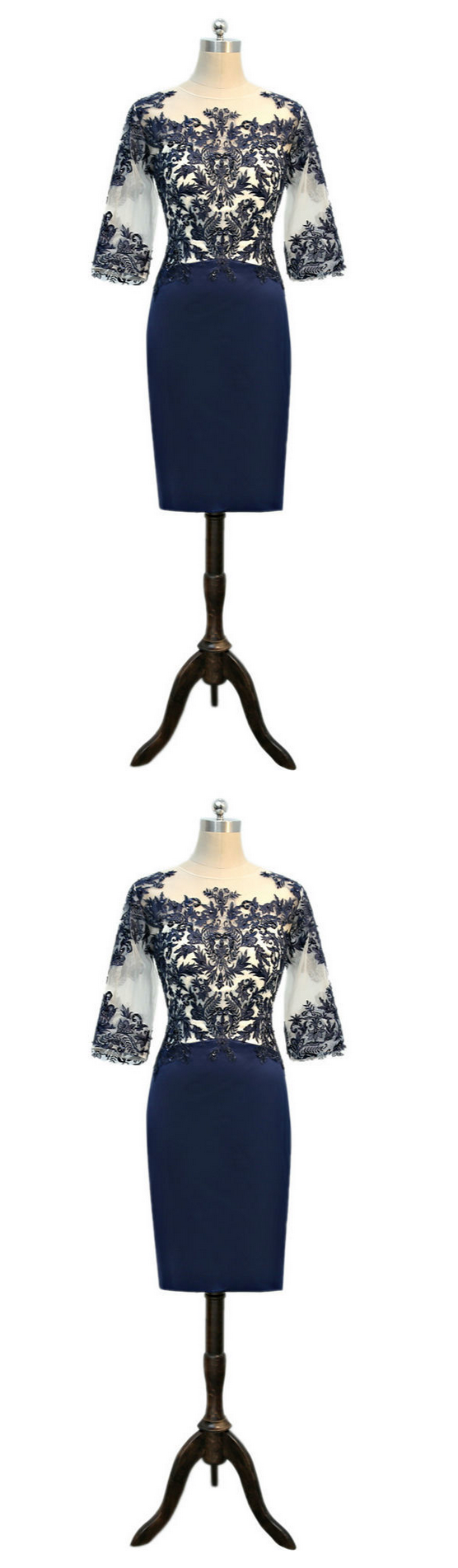 Of The Bride Dresses Sheath 3/4 Sleeves Navy Blue