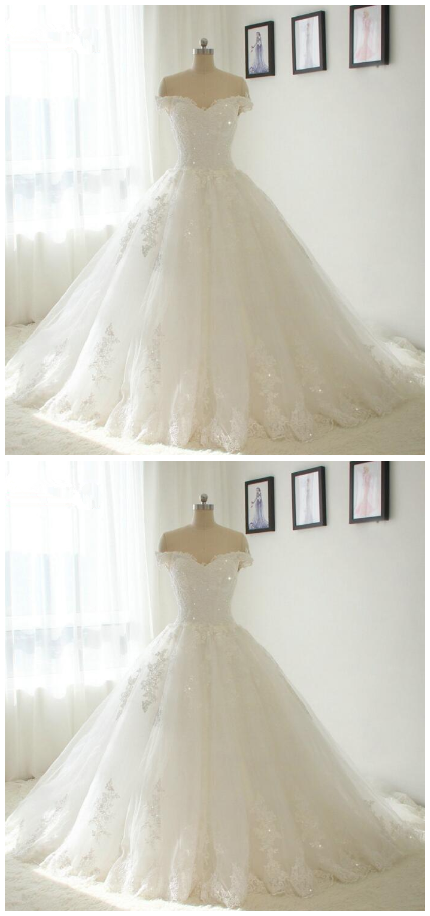 Off Shoulder Beautiful Lace Wedding Dress