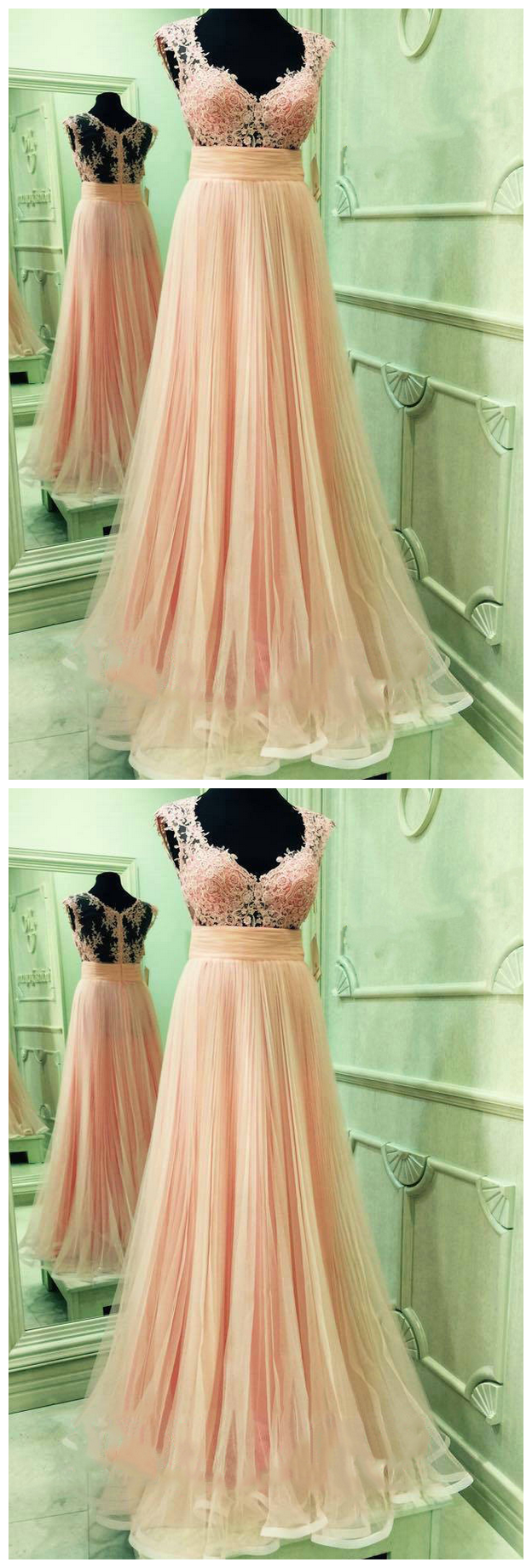 Charming Prom Dress, Sexy Evening Party Dress,long Evening Dress, Tulle Prom Dress With Appliques