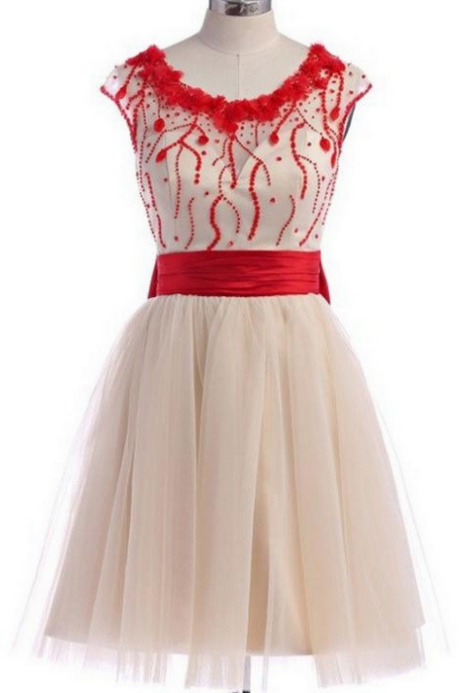 Pretty Skirt With Red Beads Homecoming Dresses