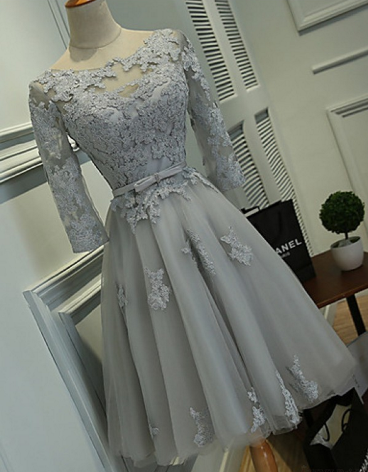 Lace Homecoming Dresses, Long Sleeve Homecoming Dresses, Vantage Organza Homecoming Dresses