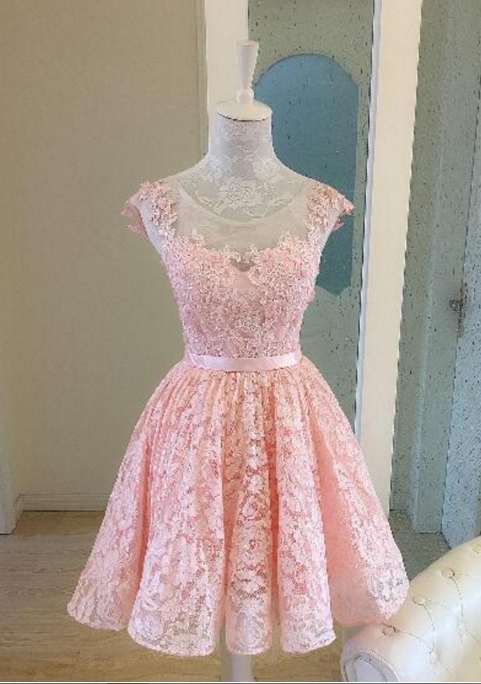 Cute Pink Homecoming Dress,lace-up Short Homecoming Dresses