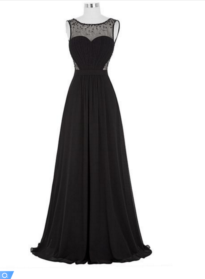 Sheer Sweetheart Neck Black Long Evening Dress