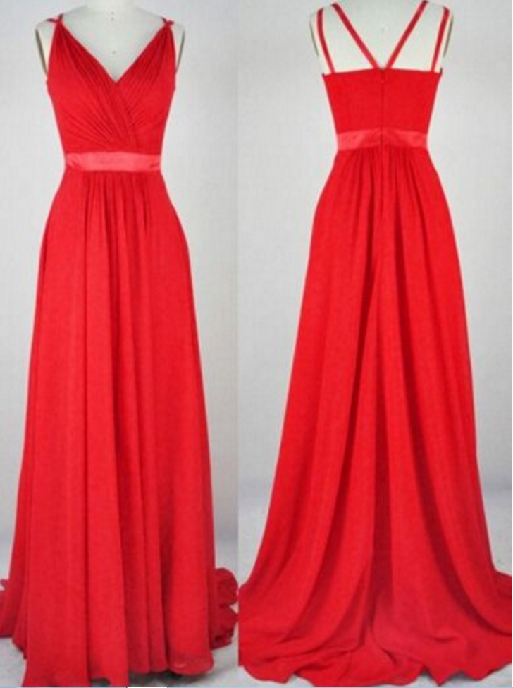 Red Formal Occasion Dress Chiffon Maxi Dress